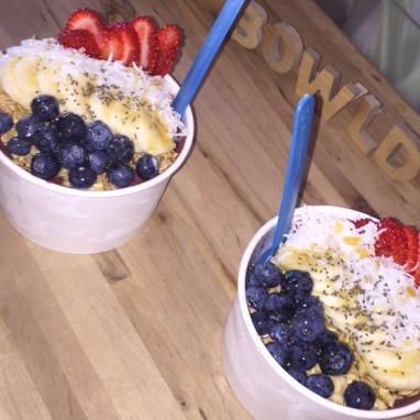 Açai bowls from Bowl'd in San Luis Obispo features rows of colors. Photo by Jessica Sharpe.
